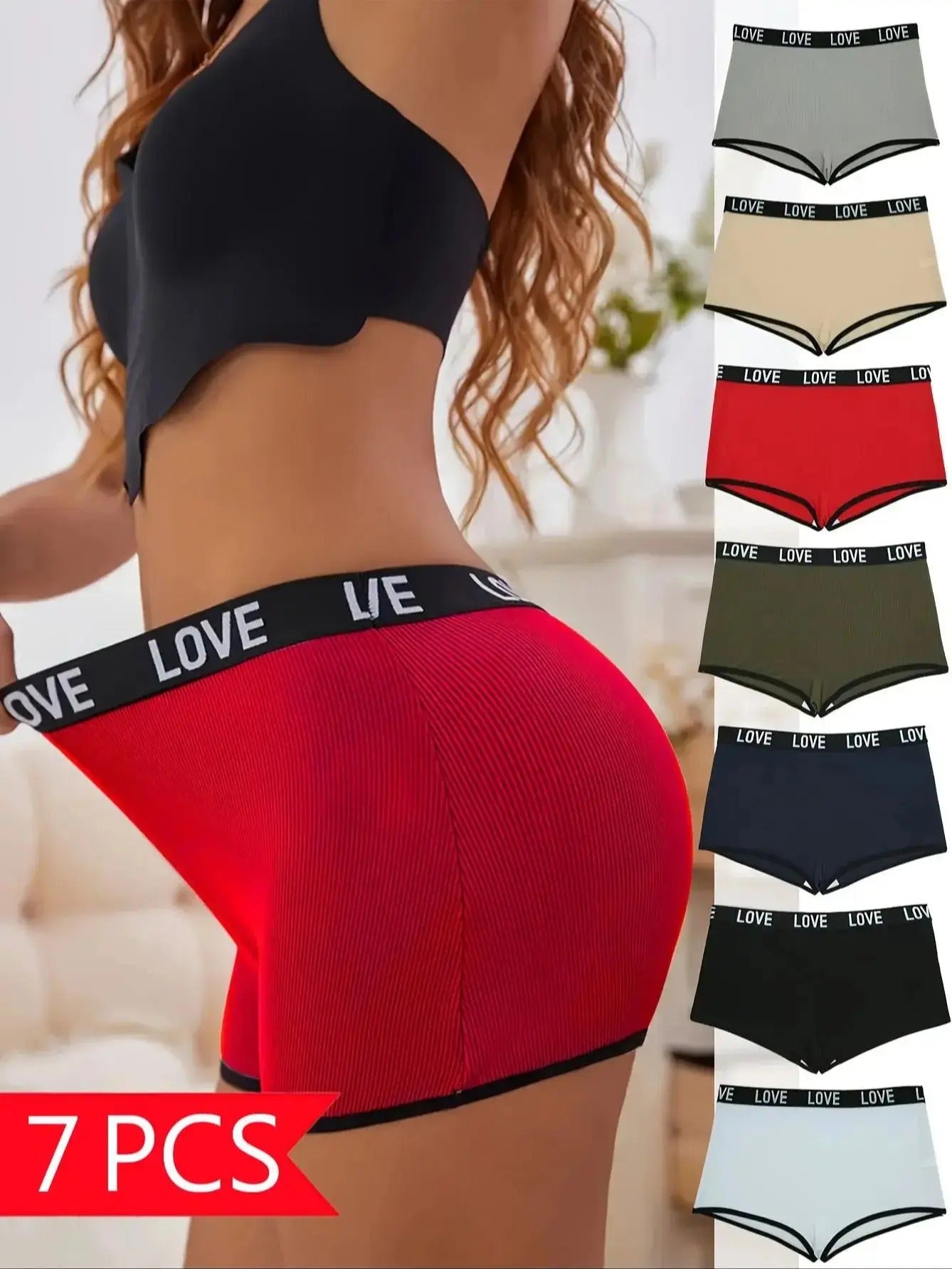 7 pairs of mixed-color lettered waistband