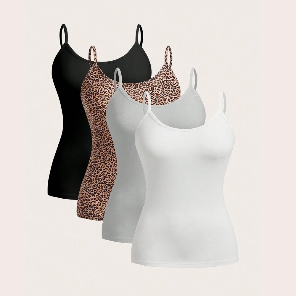 4 pieces Women Solid Color Camisoles