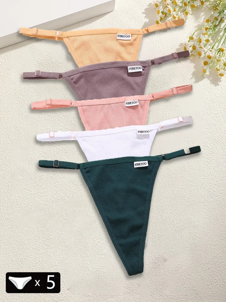 5Pcs Women's Cotton Adjustable Waist