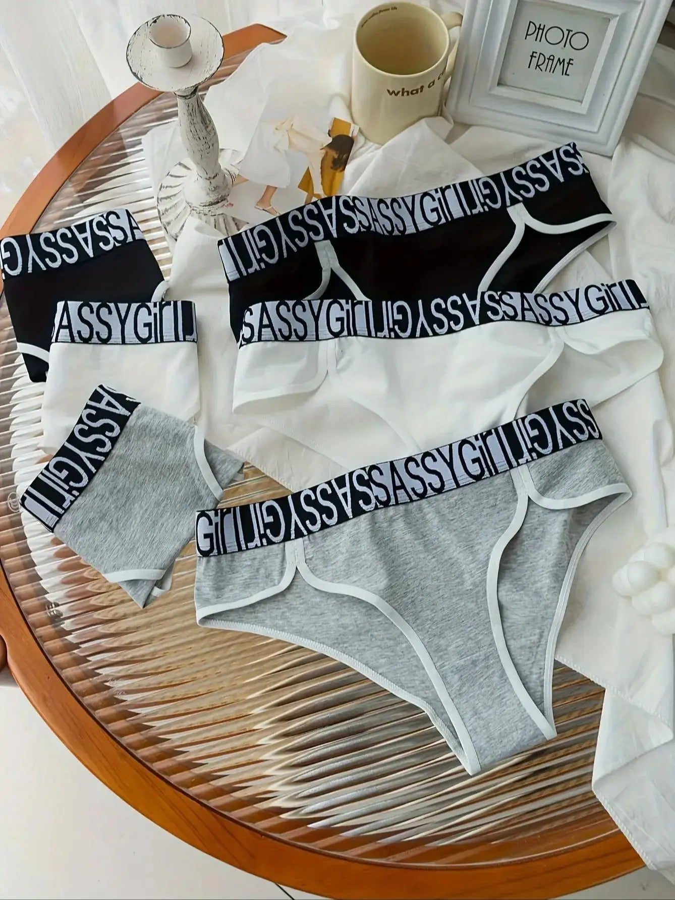 6-piece pure cotton English belt women's briefs