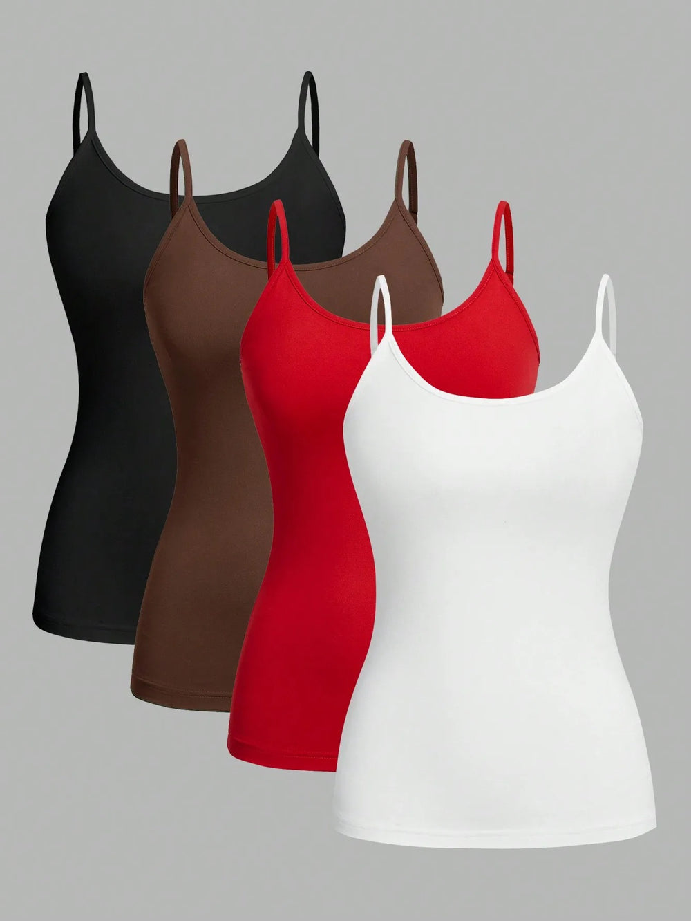 4 pieces Women Solid Color Camisoles
