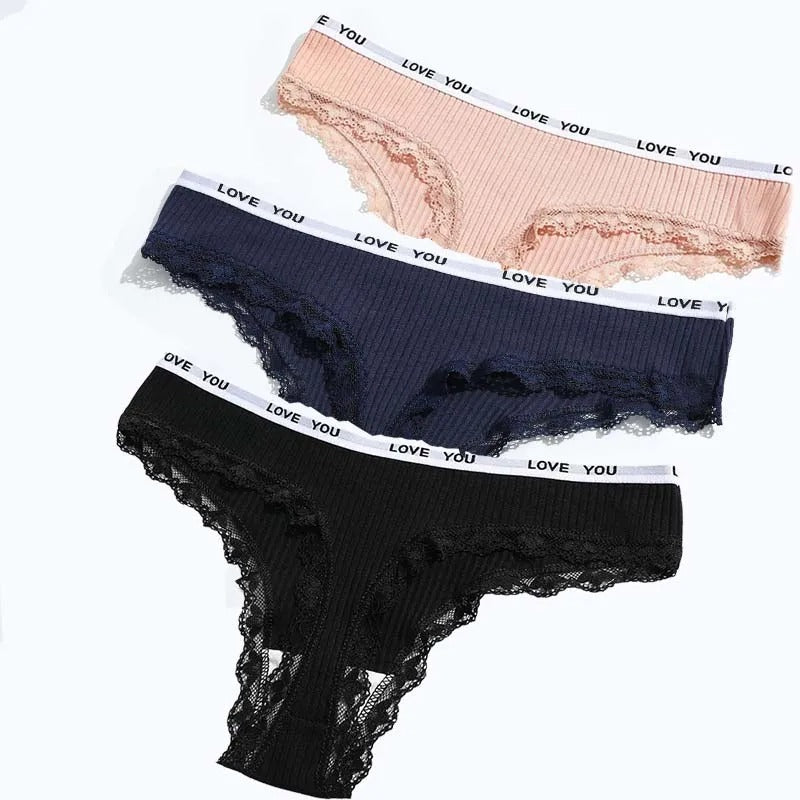 3Pcs/Lot Lace Thong Women's