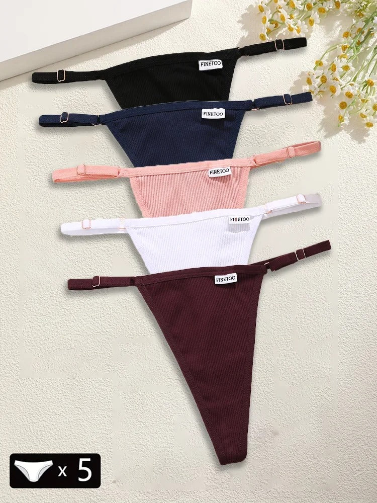 5Pcs Women's Cotton Adjustable Waist