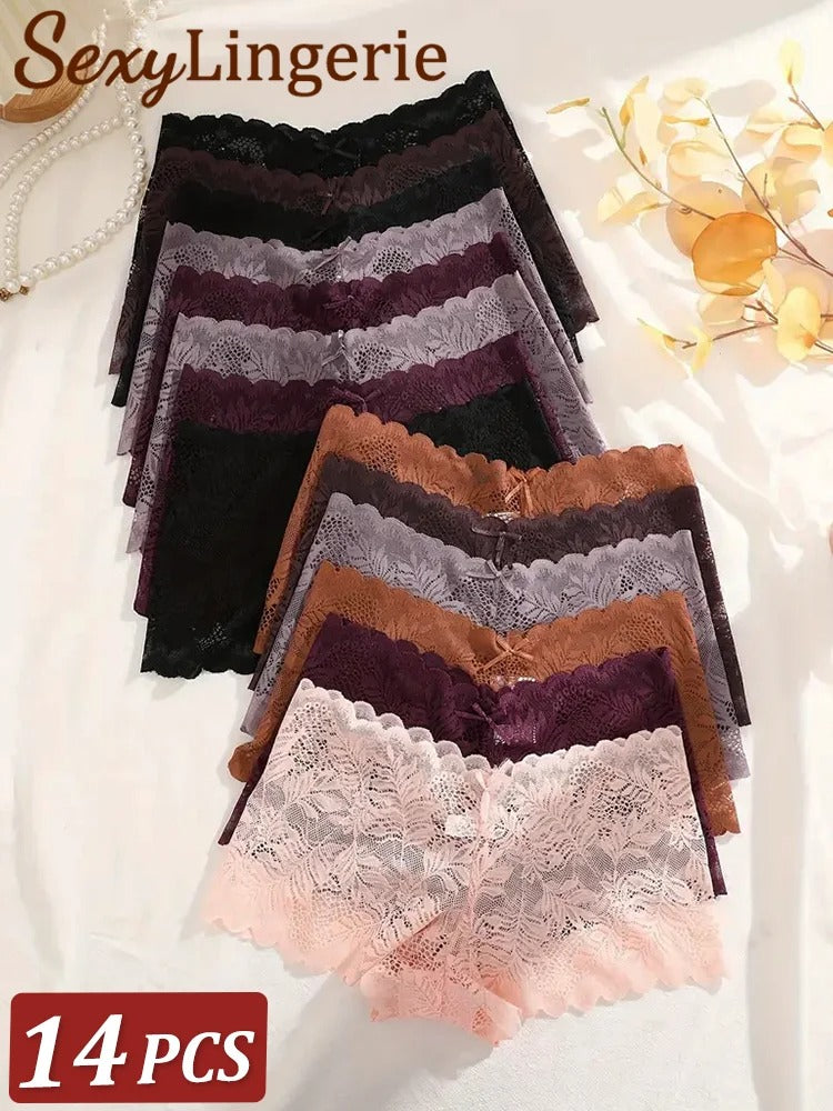 14Pcs/Set Women Lace Boyshorts Sexy