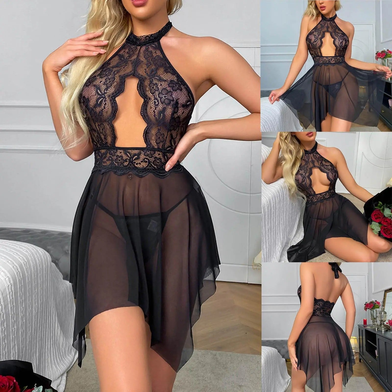 Floral Lace Keyhole Front