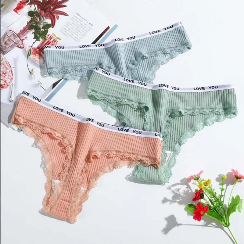3Pcs/Lot Lace Thong Women's