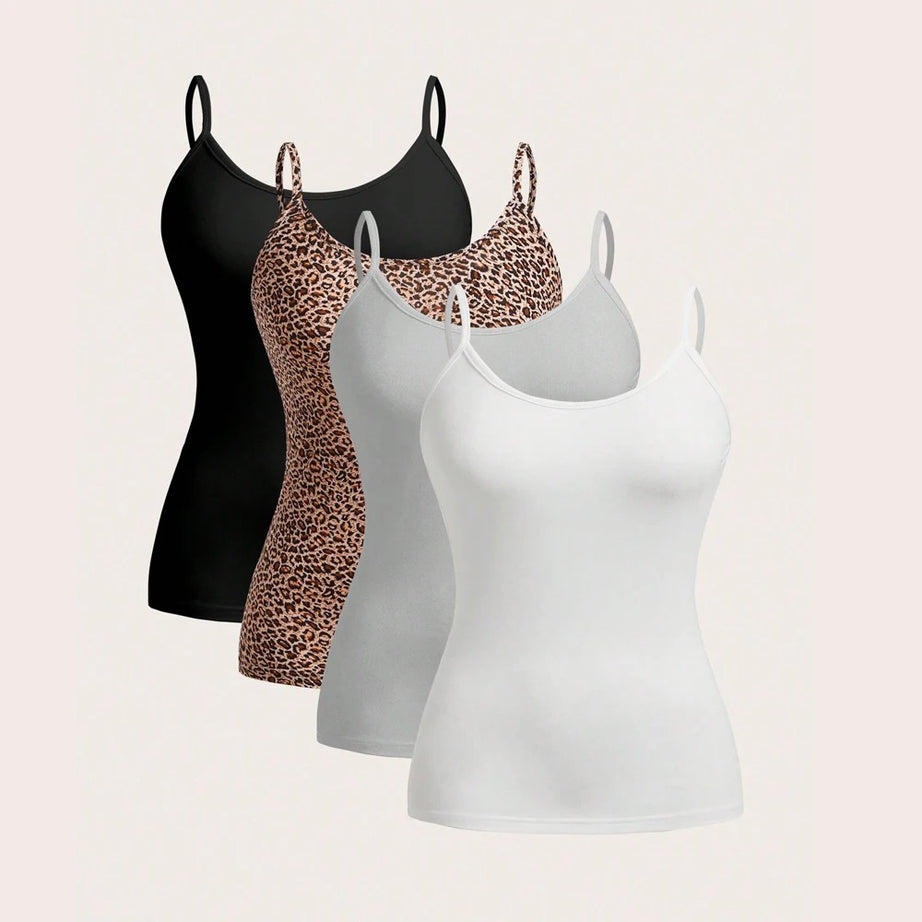 4 pieces Women Solid Color Camisoles