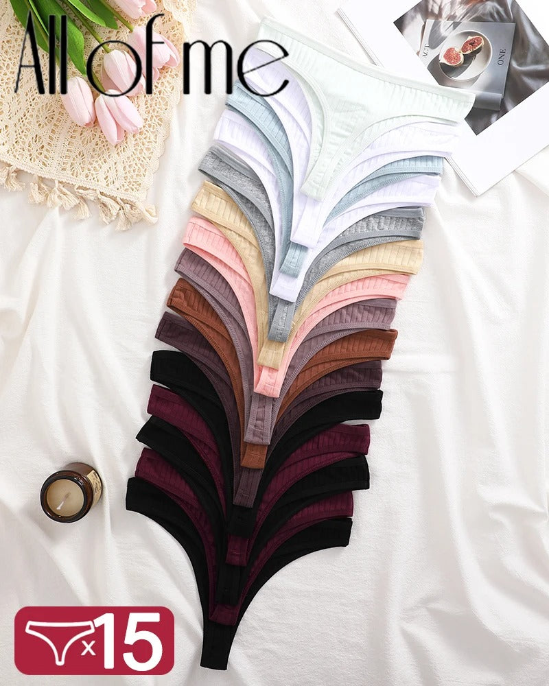 15Pcs Cotton Panties G-String Women Panties