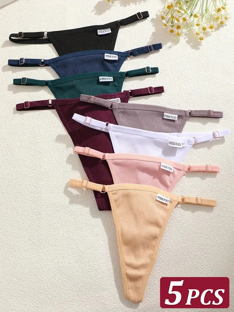 5Pcs Women's Cotton Adjustable Waist