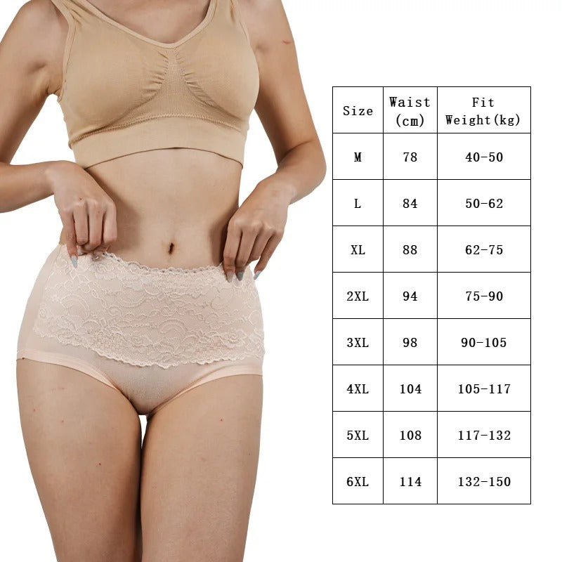 4Pcs Women High Panties Lace Floral Crochet