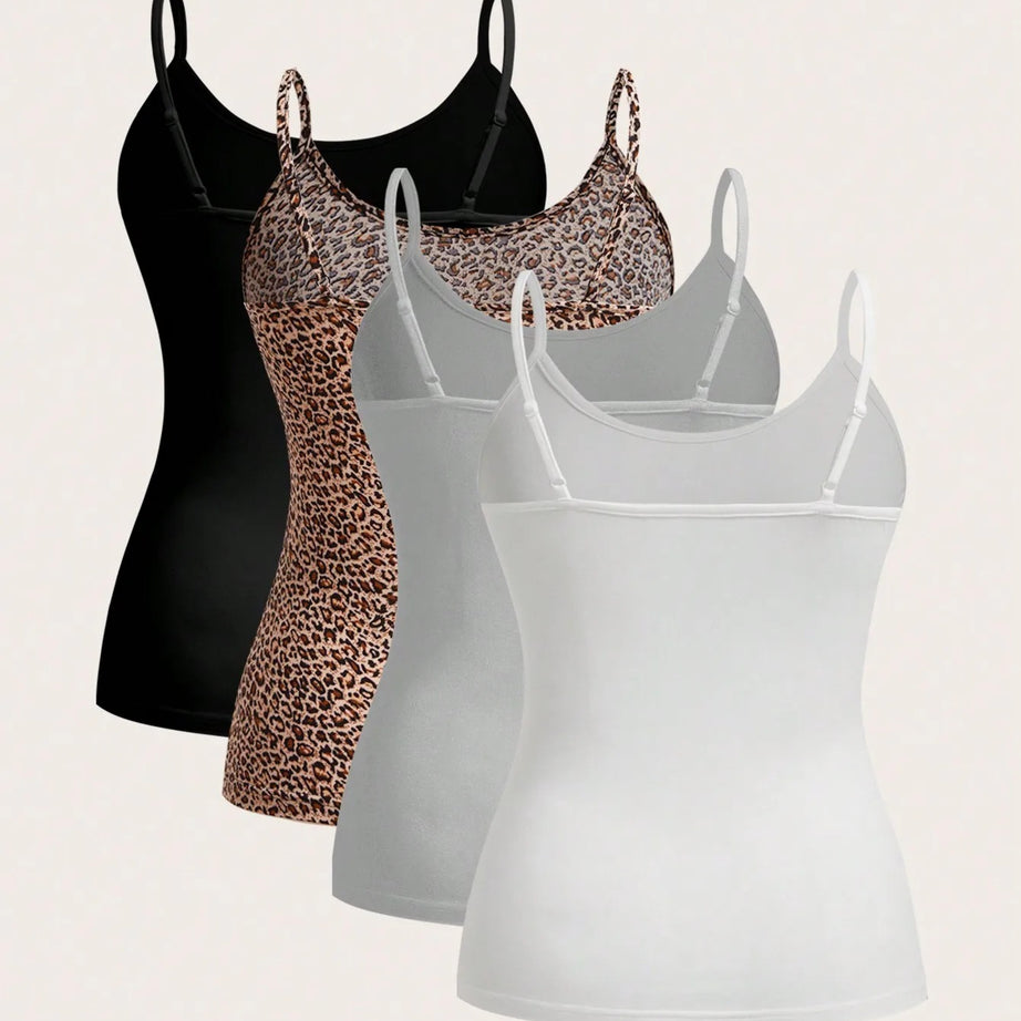 4 pieces Women Solid Color Camisoles