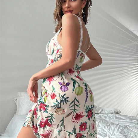 Floral Print Sleepwear Mesh