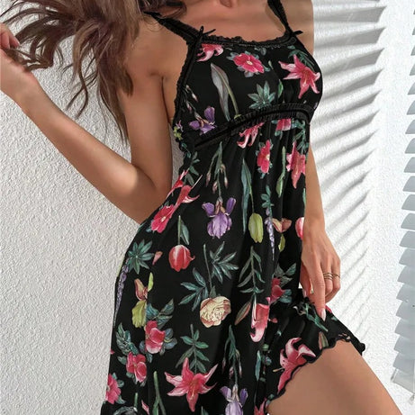 Floral Print Sleepwear Mesh