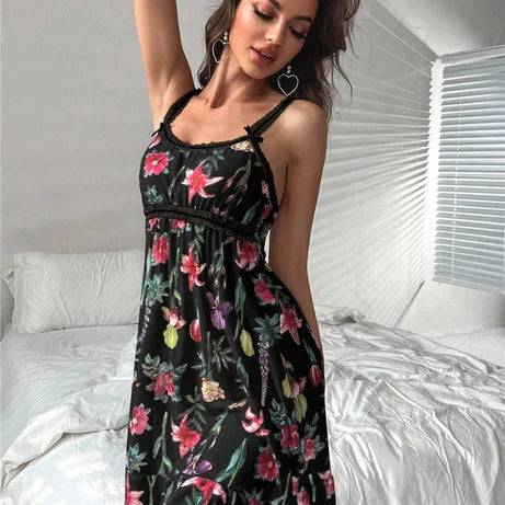 Floral Print Sleepwear Mesh