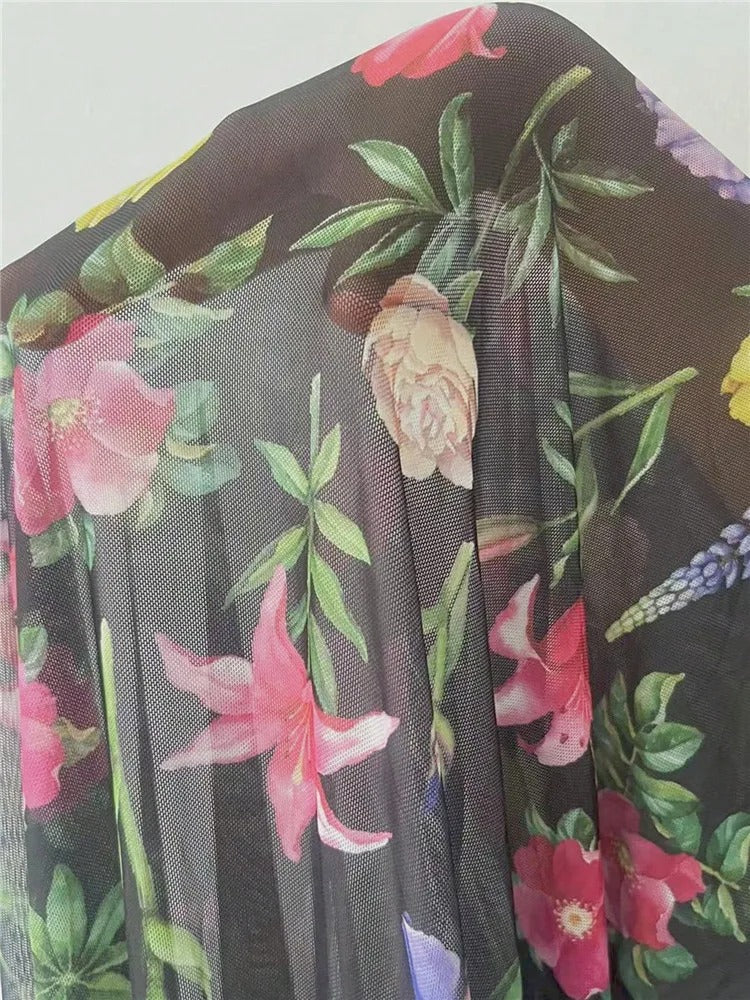 Floral Print Sleepwear Mesh
