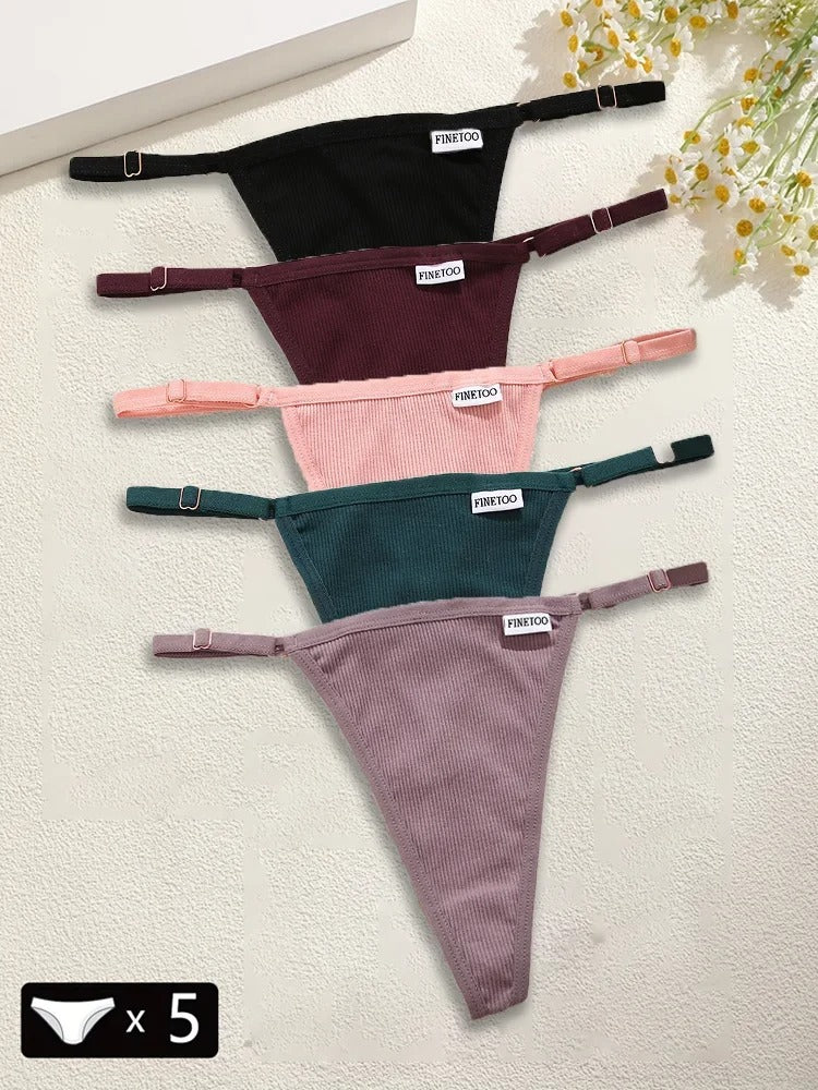 5Pcs Women's Cotton Adjustable Waist