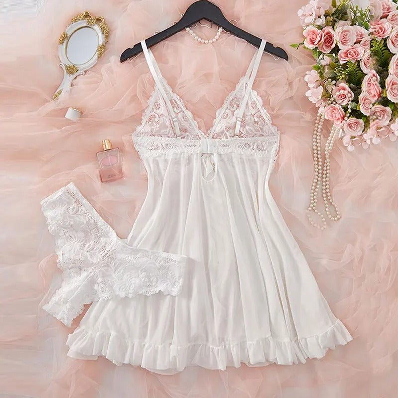 Tulle Suspenders Exquisite Lace V-Neck